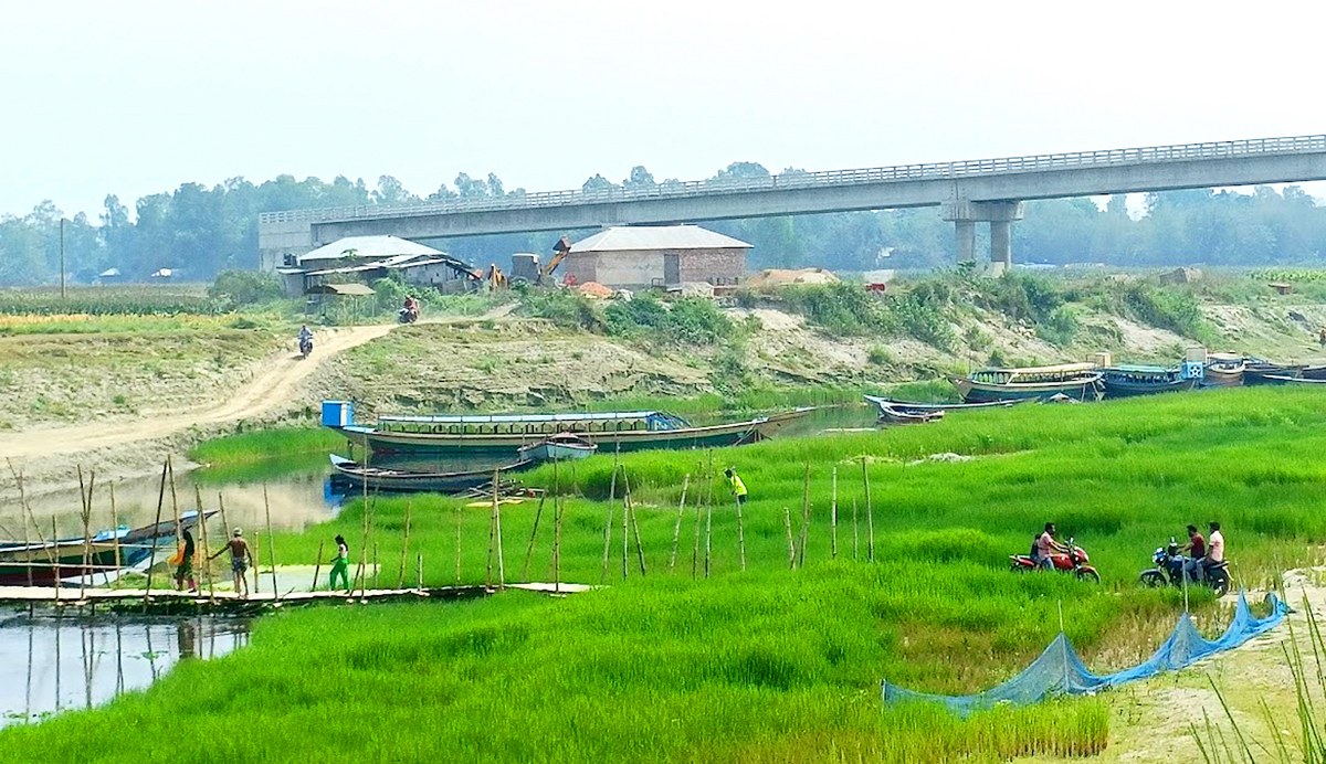 গতকাল ছিল বিশ্ব পানি দিবস। কিন্তু পানি সংকটে আছে মানিকগঞ্জের বিভিন্ন নদ-নদী। পানিশূন্য হয়ে নদীর বুকজুড়ে পড়েছে বিশাল বালুচর, কোথাও হয়েছে চাষাবাদ। এমনকি নদী ধরে চলতে দেখা যাচ্ছে মোটরসাইকেলও। ঘিওর উপজেলার সিংজুরী এলাকার কালীগঙ্গা নদী, মানিকগঞ্জ, ২৩ মার্চ ২০২৪। ছবি: আব্দুর রাজ্জাক
