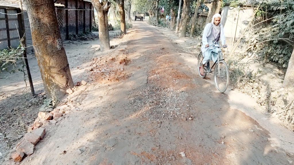 খানাখন্দে ভরা বদলগাছীর গ্রামীণ সড়ক, ঘটছে দুর্ঘটনা