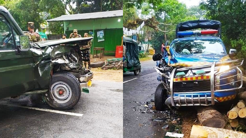 রাঙ্গুনিয়ায় সেনাবাহিনী ও পুলিশের গাড়ির মুখোমুখি সংঘর্ষ