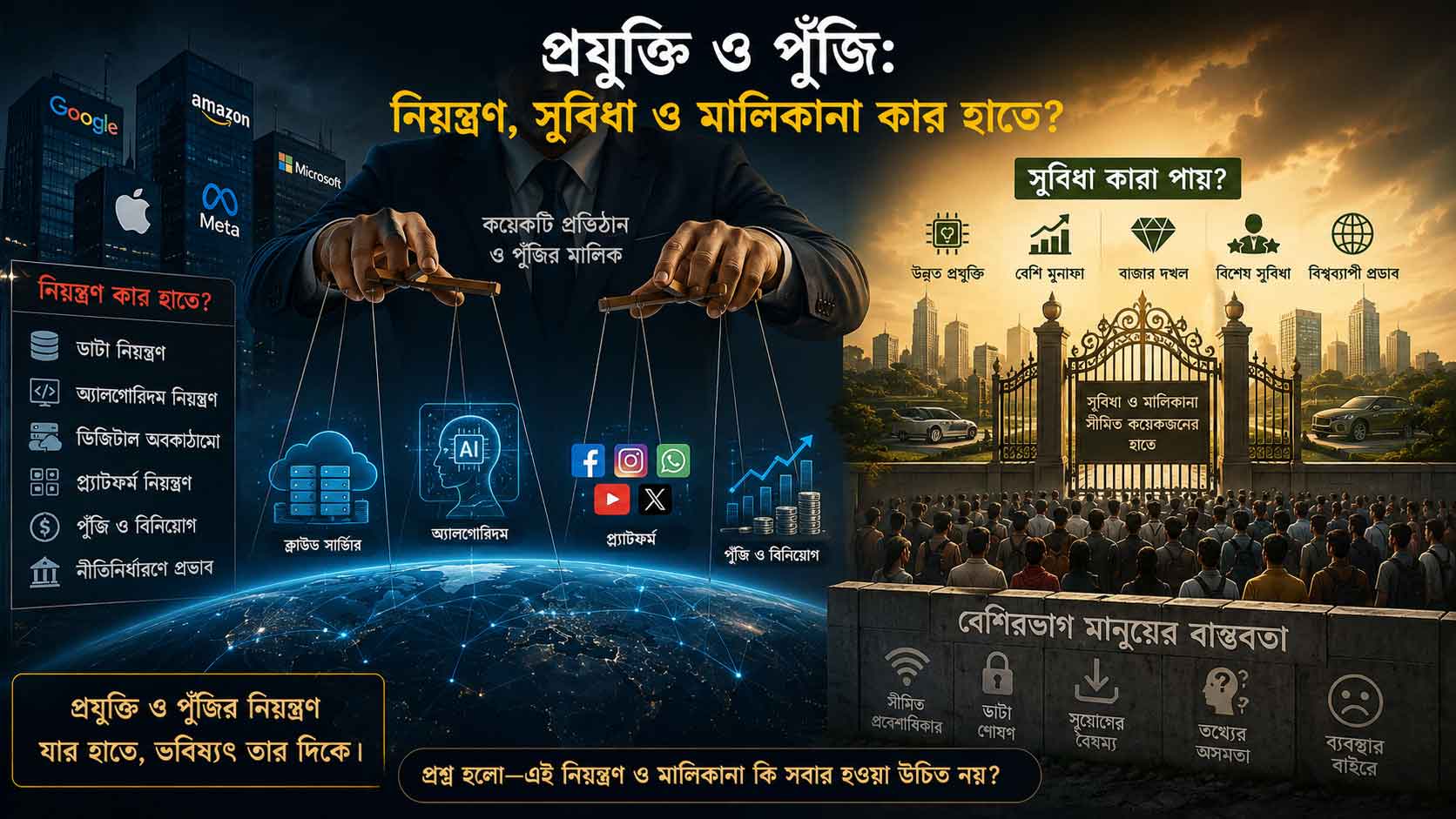 প্রযুক্তি ও পুঁজি: নিয়ন্ত্রণ, সুবিধা ও মালিকানা কার হাতে