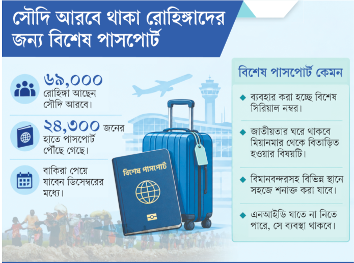 সৌদি আরবে থাকা রোহিঙ্গাদের জন্য বিশেষ পাসপোর্ট 
