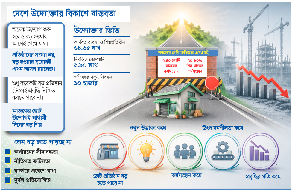 উন্নয়নের নতুন হিসাব: ছোট উদ্যোগ বড় হলেই প্রবৃদ্ধি এগোয়