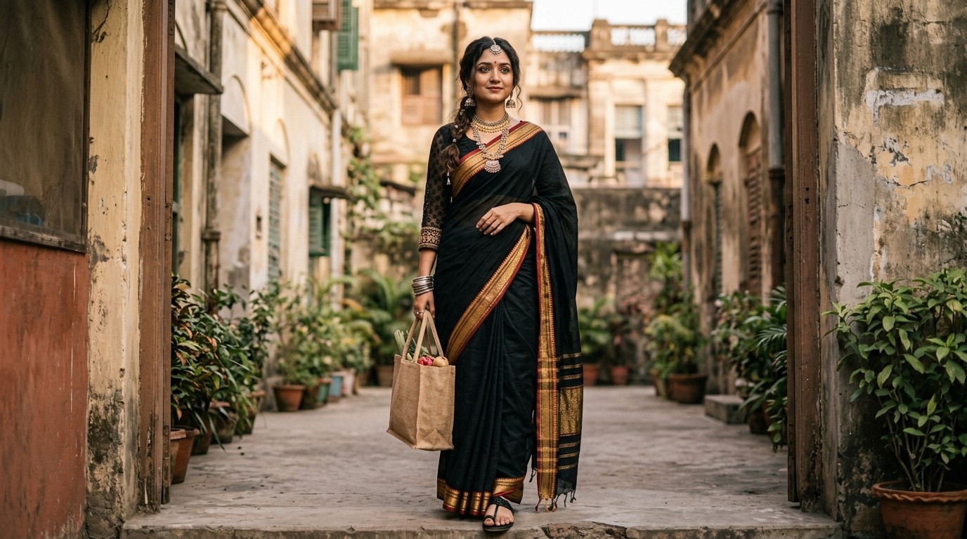 কালো পোশাকে স্টাইলের ছোঁয়া
