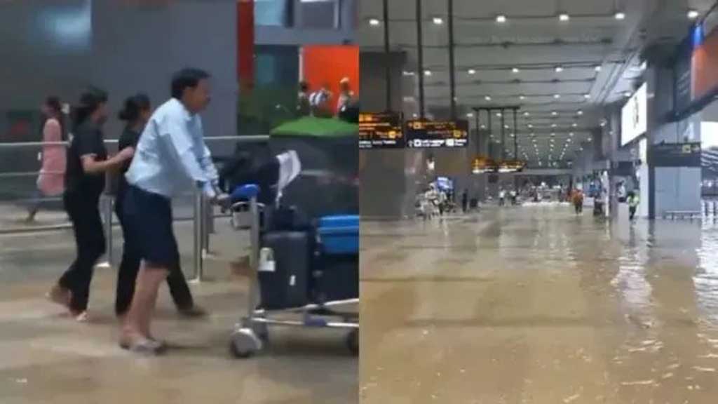 দিল্লির বিমানবন্দরে হাঁটুপানি