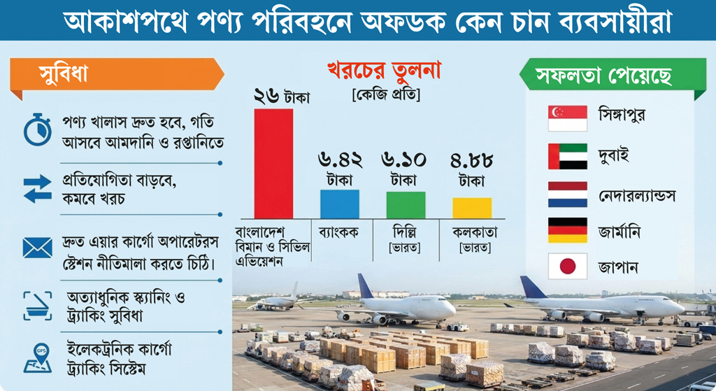 আকাশপথে পণ্য পরিবহনে অফডক চান ব্যবসায়ীরা