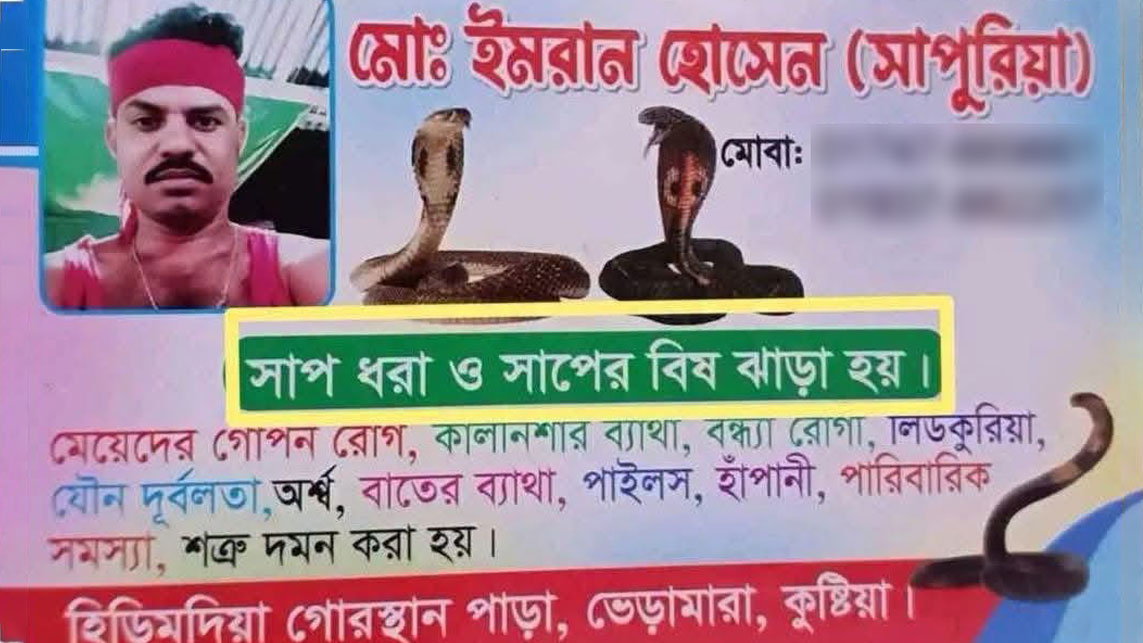 সাপের কামড়ে আহত সাপুড়ে, হাসপাতালে চিকিৎসাধীন ‘বিষ ঝাড়া’ ওঝা