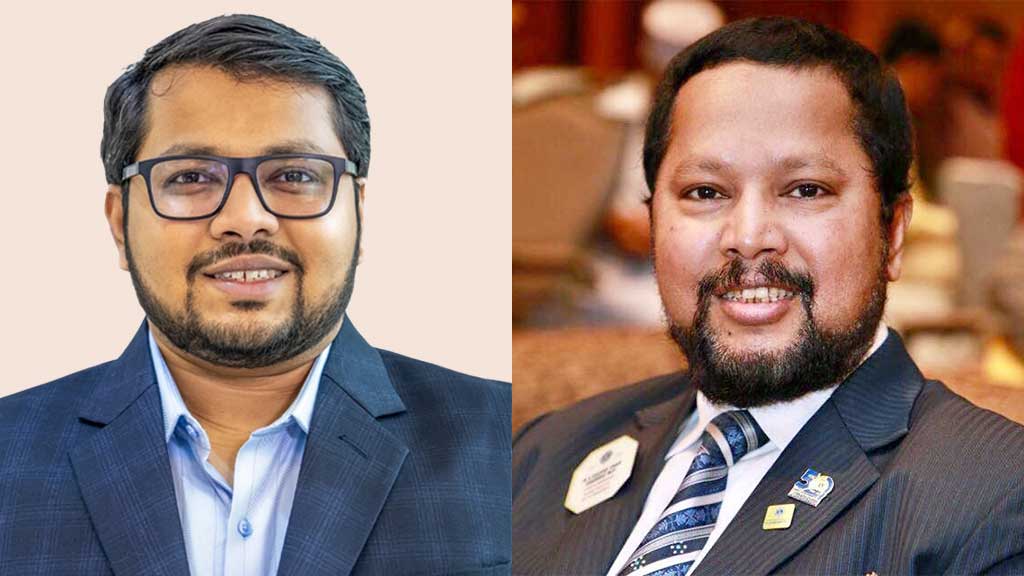 সালমান বিন রশিদ শাহ সাইম ও তাঁর বাবা এম এ রশিদ শাহ সম্রাট। ছবি: সংগৃহীত