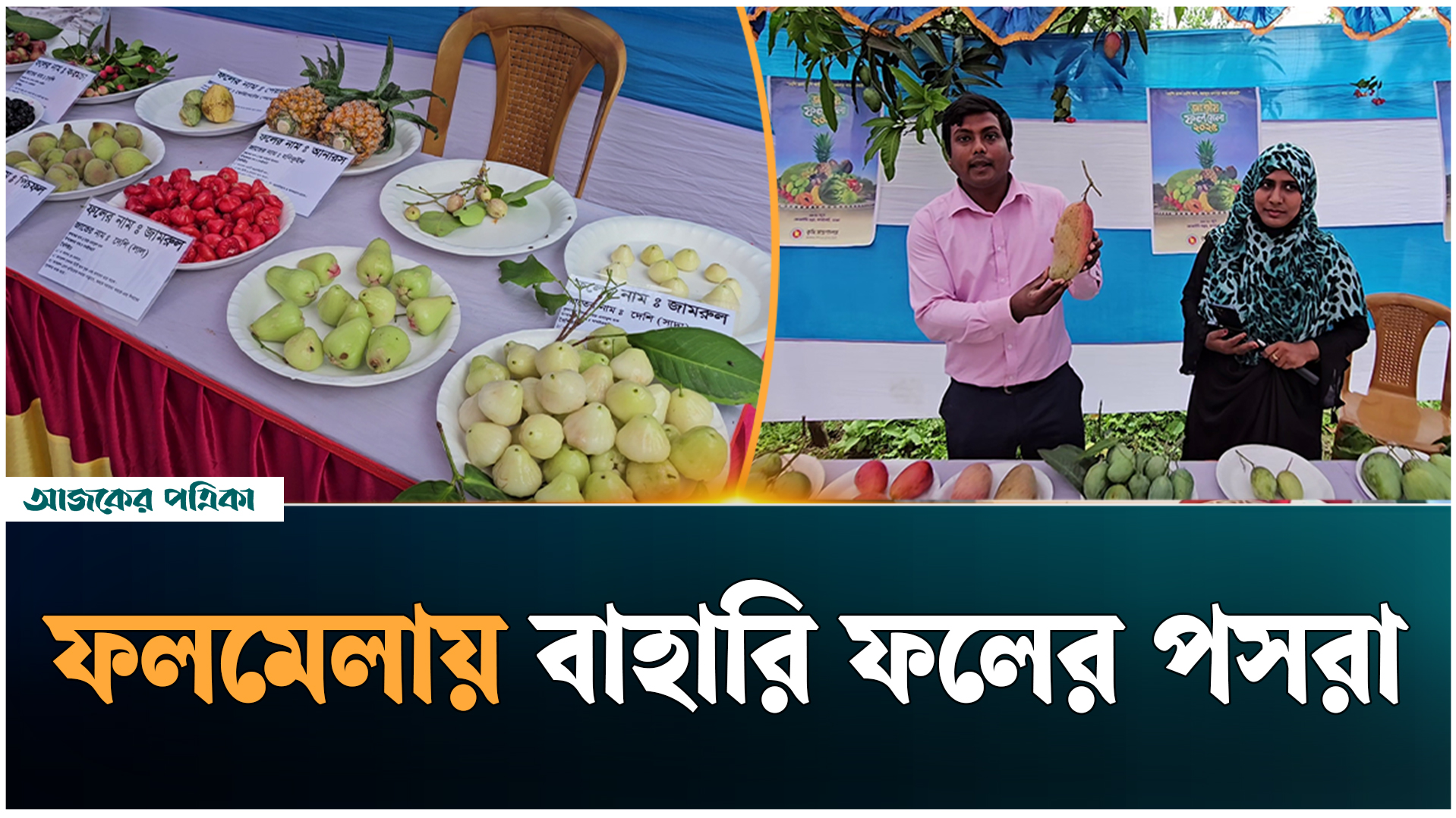 ধামইরহাটে জাতীয় ফলমেলায় বাহারি ফলের পসরা