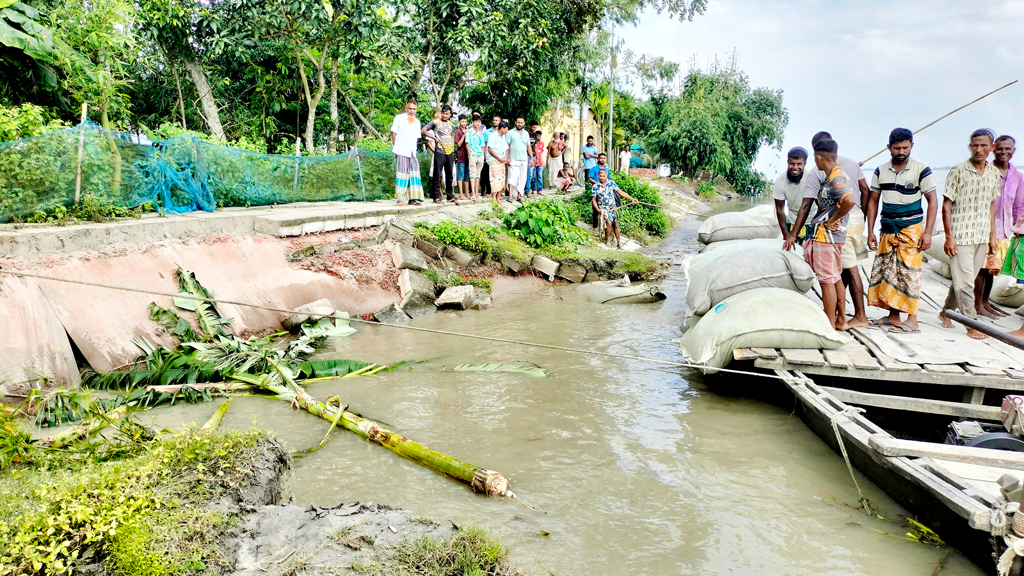 পানি নামতেই তিস্তার দুই তীরে ভাঙন, নদী খননের দাবি ক্ষতিগ্রস্তদের