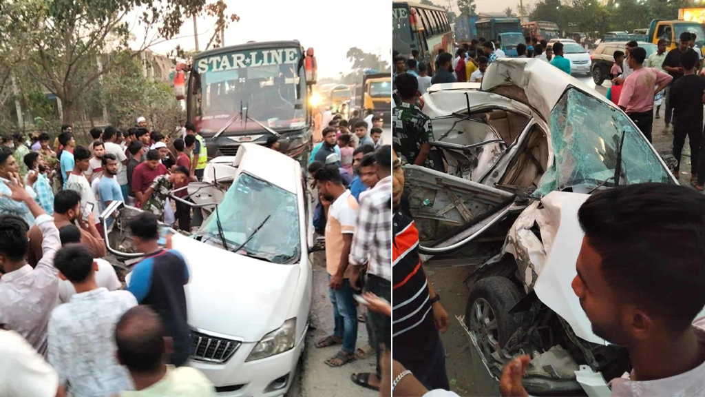 কুমিল্লায় প্রাইভেট কারে বাসের ধাক্কায় ৪ জন নিহত