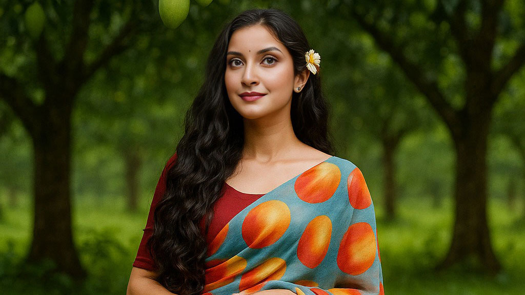 শাড়িতে গ্রীষ্মের ফল