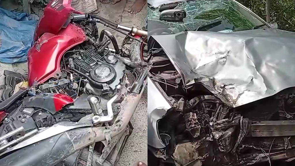সিরাজগঞ্জে মোটরসাইকেল-প্রাইভেট কার সংঘর্ষে পুলিশের এএসআইসহ আহত ৫