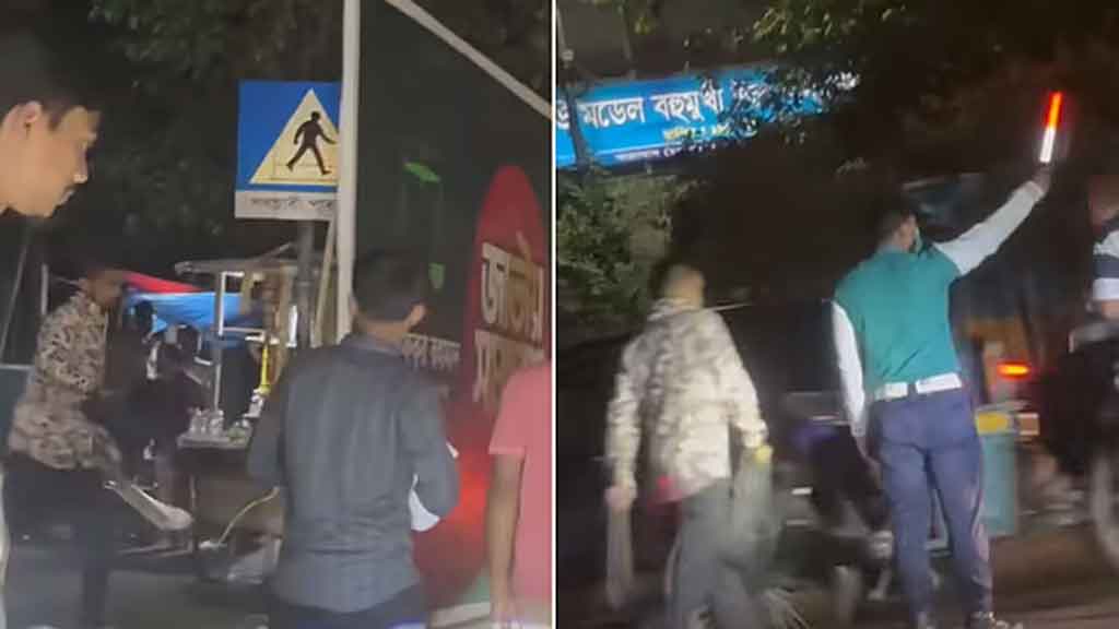 ধানমন্ডি বত্রিশের কাছে পুলিশের পাশেই চাপাতি নিয়ে ছিনতাই