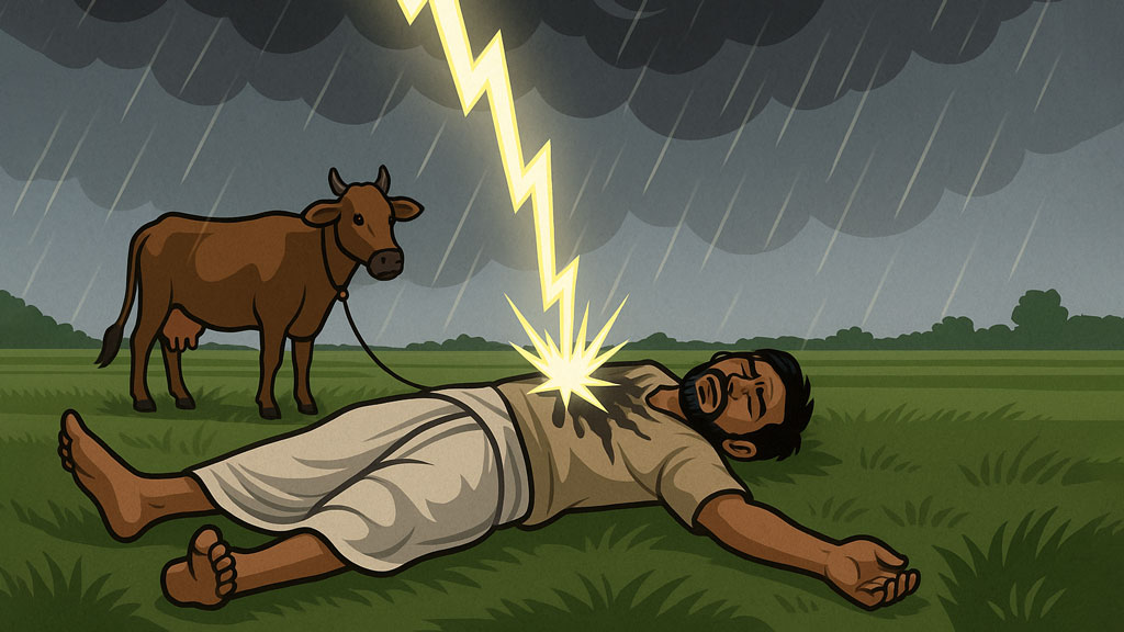 কাজ শেষে বাড়ি ফেরা হলো না কাঠমিস্ত্রির, প্রাণ গেল বজ্রপাতে