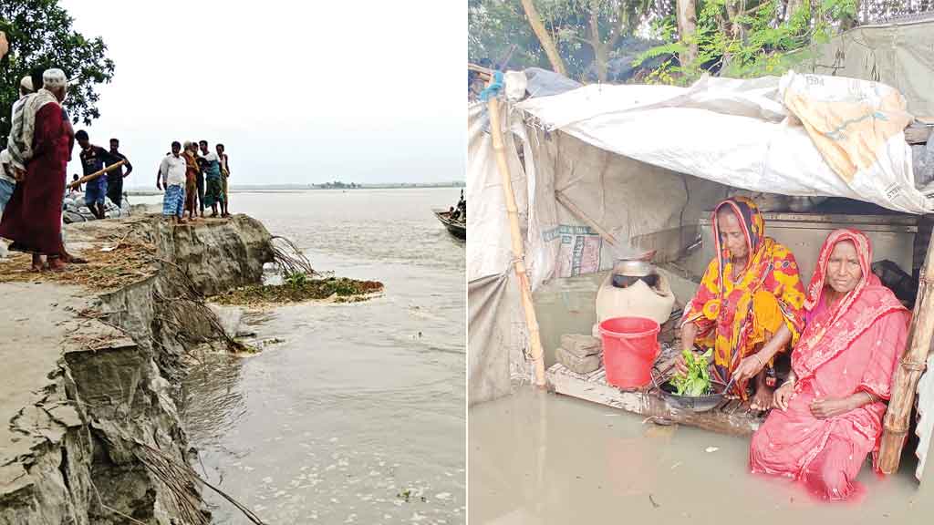 ভাঙন-পানিবন্দীতে দিশেহারা মানুষ