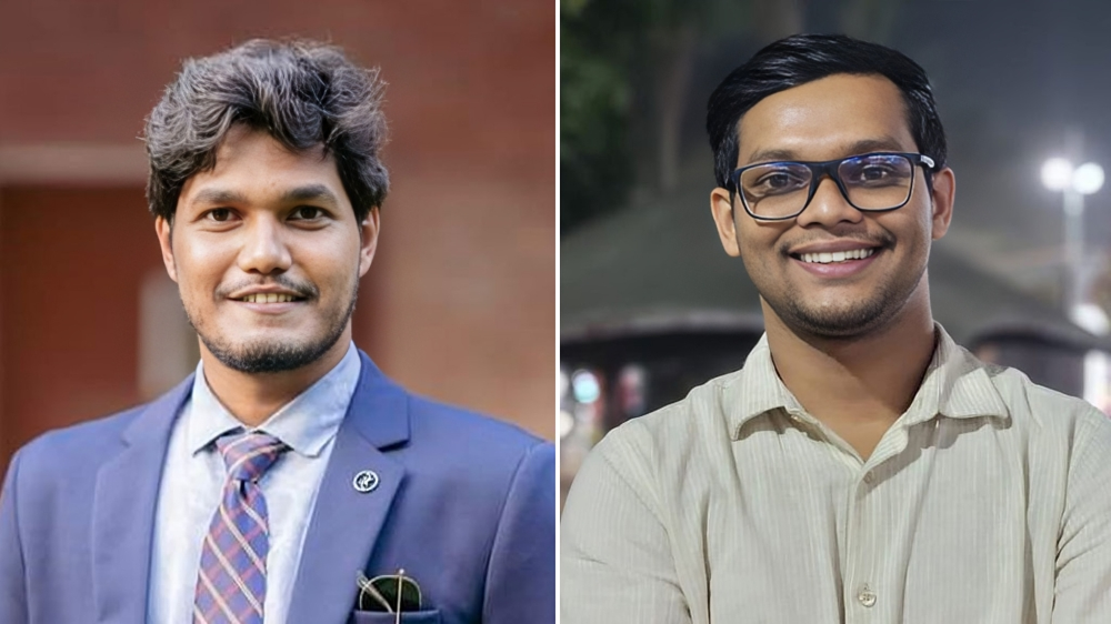 টিএসসি কেন্দ্রে নারী শিক্ষার্থীদের কাছে ভোট চাইলেন আবিদুল ও বাকের