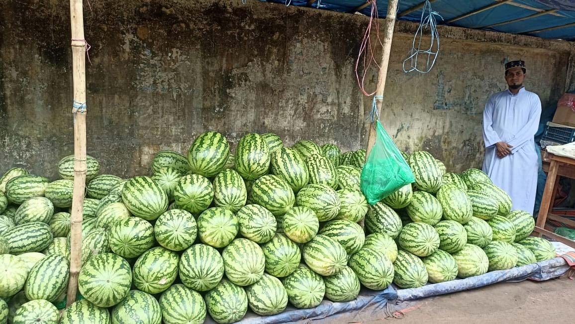 ব্রাহ্মণপাড়ায় তরমুজের ক্রেতা নেই, পুঁজি হারানোর শঙ্কায় ব্যবসায়ীরা