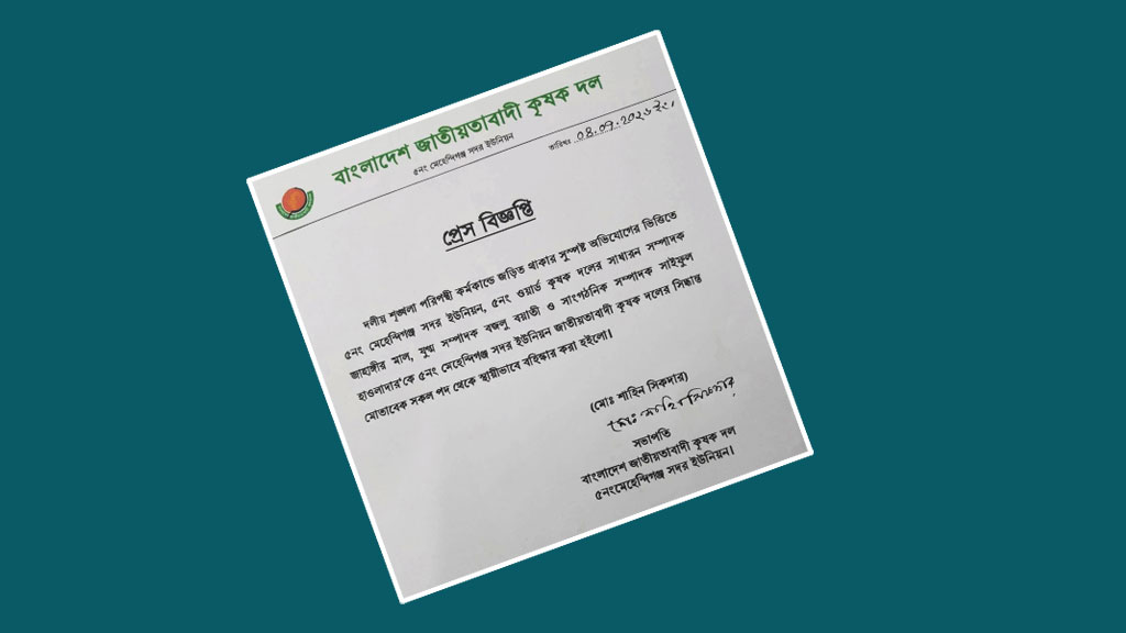 ছাত্রলীগকর্মী বাবু হত্যা মামলা: মেহেন্দীগঞ্জে কৃষক দলের ৩ নেতা বহিষ্কার