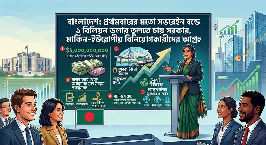 প্রথমবারের মতো সভরেইন বন্ডে ১ বিলিয়ন ডলার তুলতে চায় সরকার, মার্কিন–ইউরোপীয় বিনিয়োগকারীদের আগ্রহ