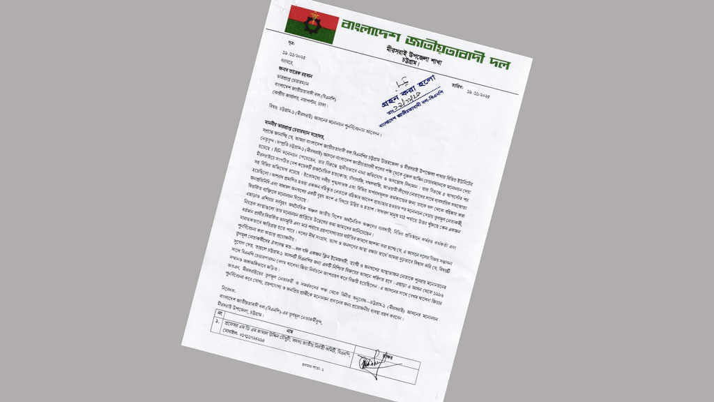 চট্টগ্রাম-১ আসনের মনোনয়ন পুনর্বিবেচনার দাবি বিএনপির নেতাদের