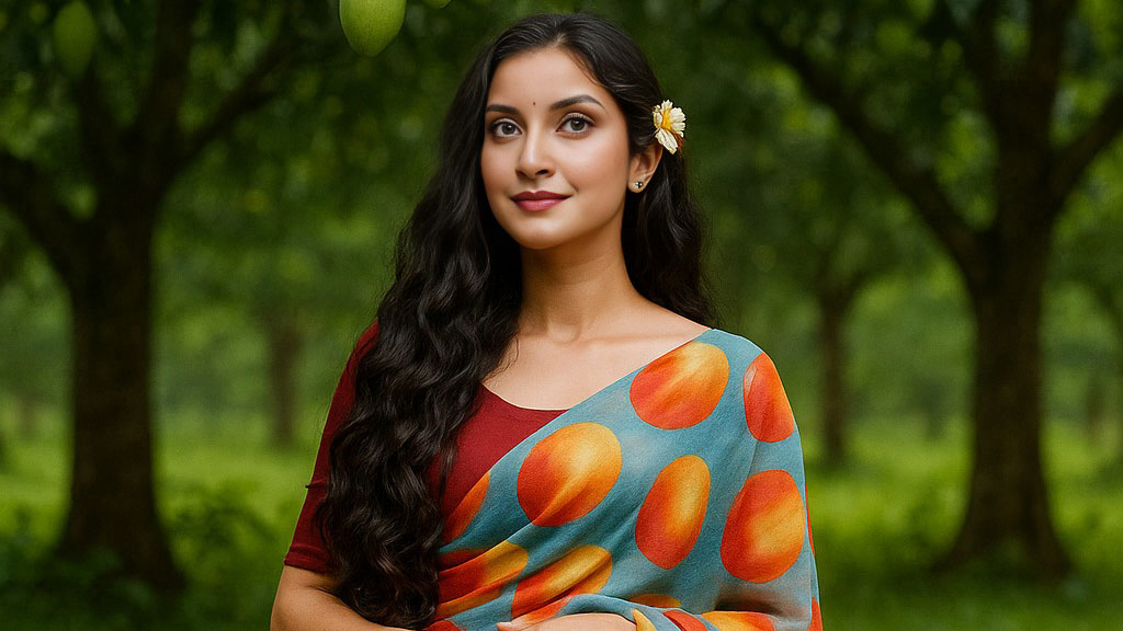 শাড়িতে গ্রীষ্মের ফল