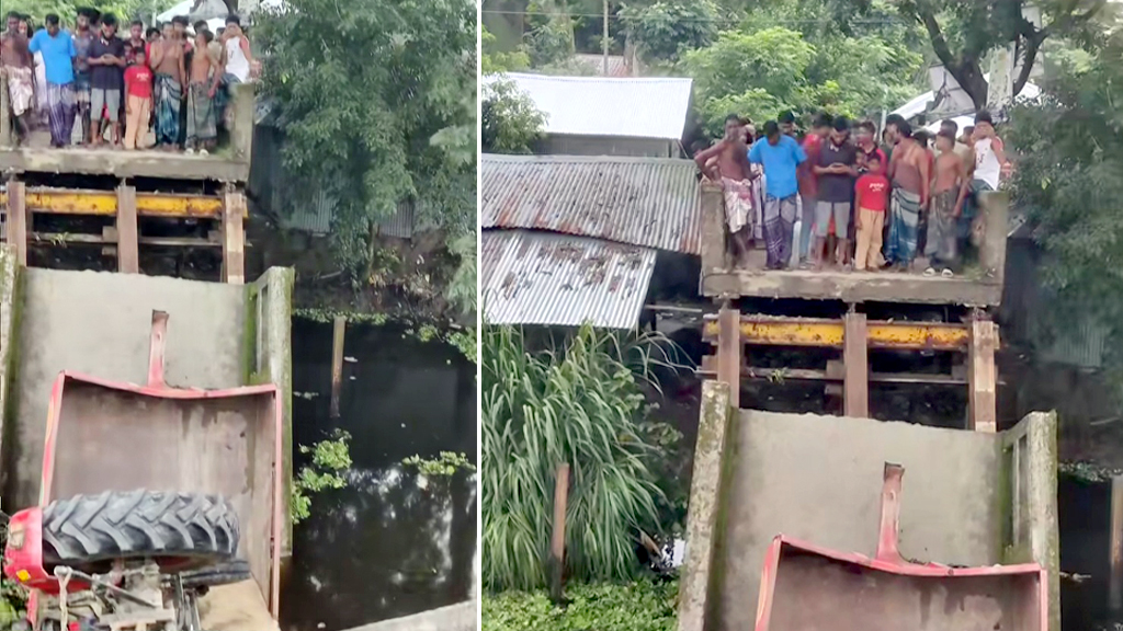 ভোলার লালমোহনে সেতু ভেঙে বালুভর্তি ট্রাক খালে, চালক নিহত