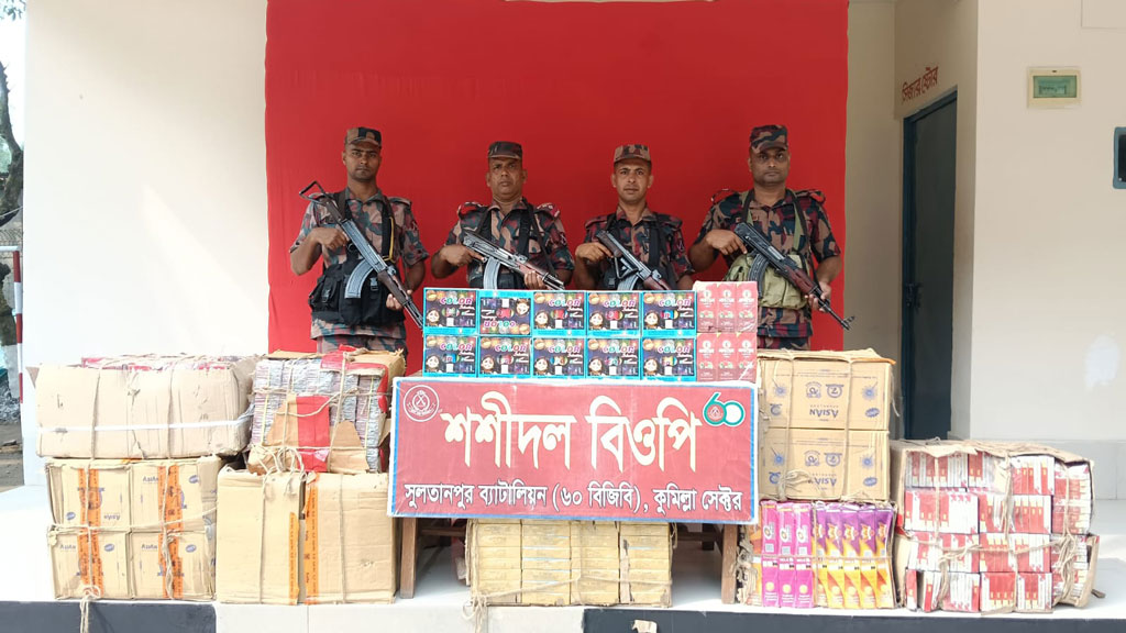 বিজিবির অভিযানে ৪৫ লাখ টাকার ভারতীয় চোরাচালান পণ্য জব্দ