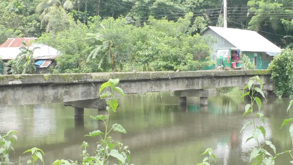 বেগমগঞ্জে ভাঙাচোরা ব্রিজে ঝুঁকি নিয়ে চলাচল