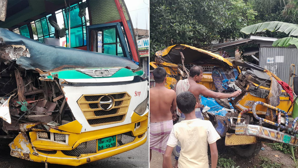 মুখোমুখি সংঘর্ষে দুমড়েমুচড়ে গেল যাত্রীবাহী বাস-ট্রাক