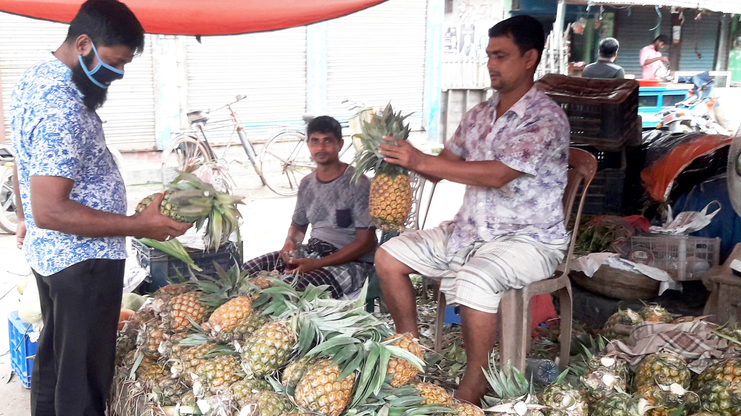 তাড়াশের হাটবাজারের দখলে মধুপুরের আনারস 