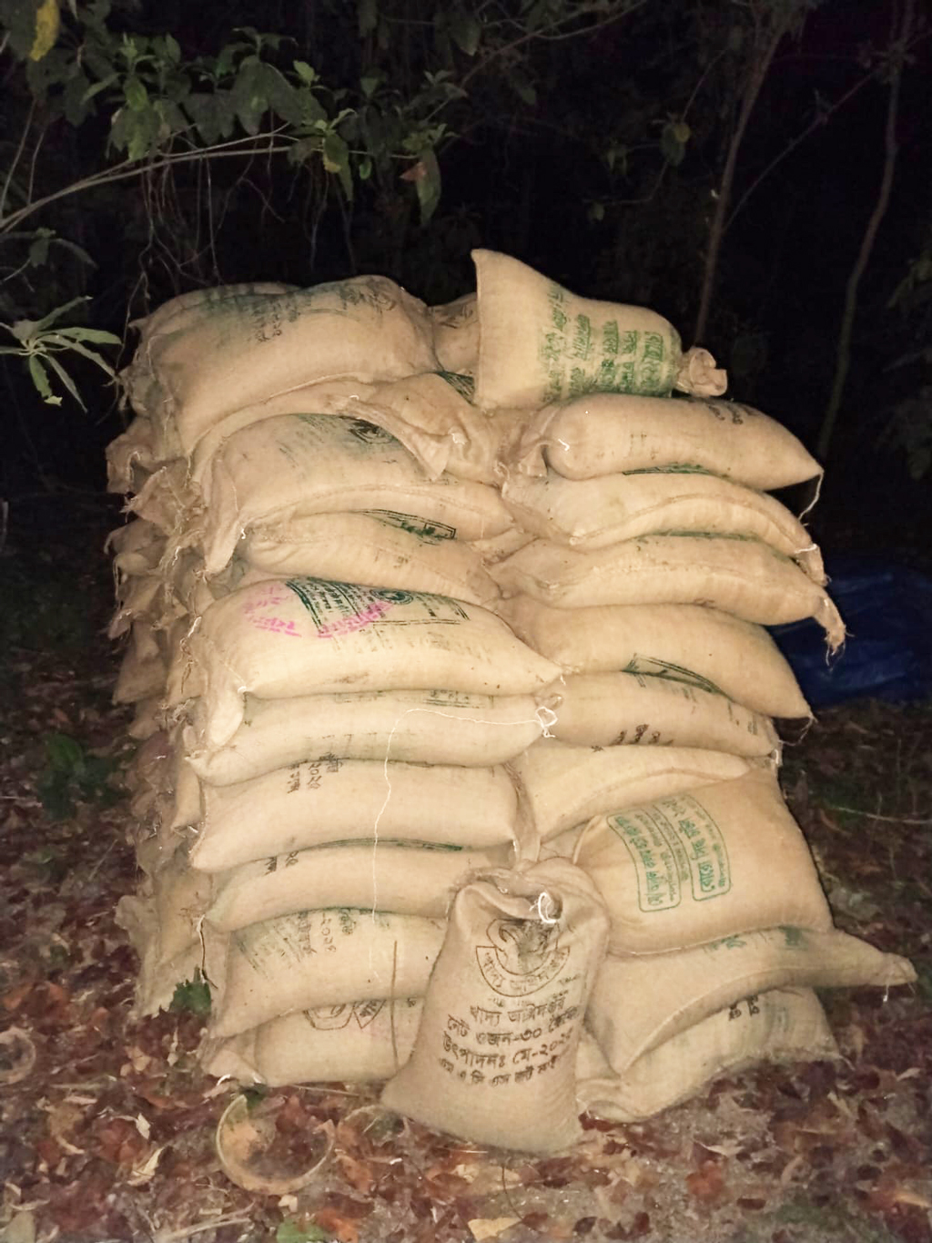 জঙ্গলে পড়েছিল ৯৫ বস্তা চাল