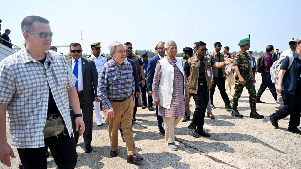 রোহিঙ্গা শরণার্থী শিবির পরিদর্শনে কক্সবাজারে প্রধান উপদেষ্টা ও জাতিসংঘ মহাসচিব