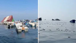 হরমুজে ইরানের হামলায় ভেসে আসা পণ্য খুঁজতে মানুষের ভিড়