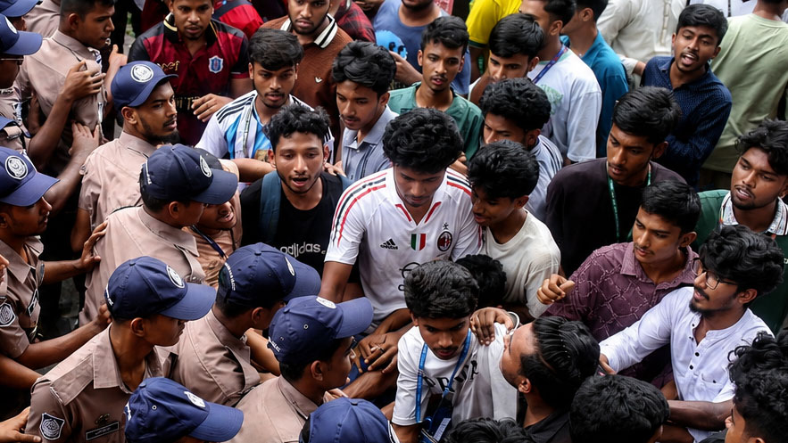 ঢাবি ক্যাম্পাসে এইচএসসি পরীক্ষার্থীদের বিক্ষোভ