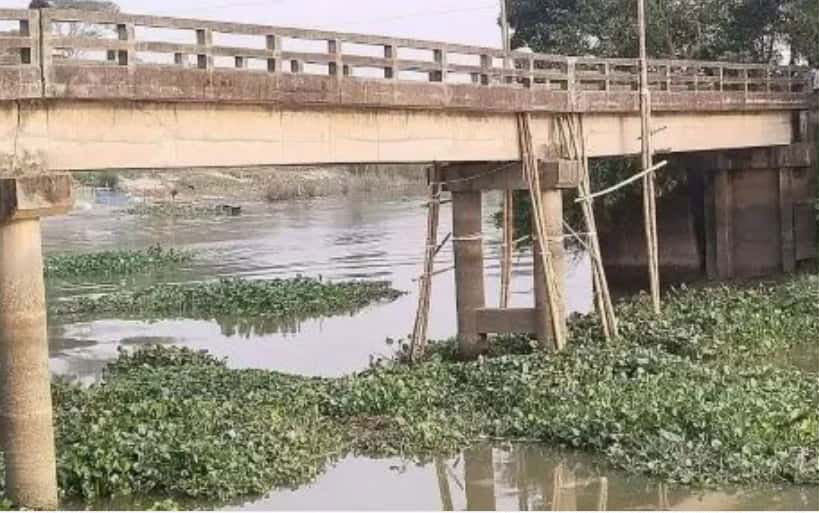 দাউদকান্দিতে বাঁশের খুঁটি দিয়ে সেতু রক্ষার চেষ্টা, বড় দুর্ঘটনার শঙ্কা