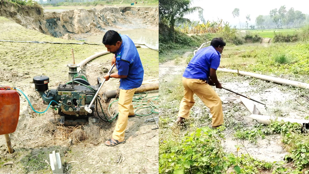 ব্রাহ্মণপাড়ায় কৃষিজমির মাটি উত্তোলন করায় ৭ ড্রেজার মেশিন ধ্বংস