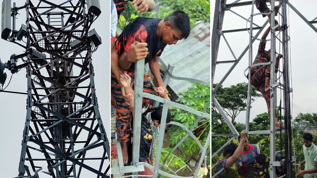 ১৭ ঘণ্টা নিখোঁজ কিশোরীকে মোবাইল টাওয়ারের চূড়া থেকে উদ্ধার