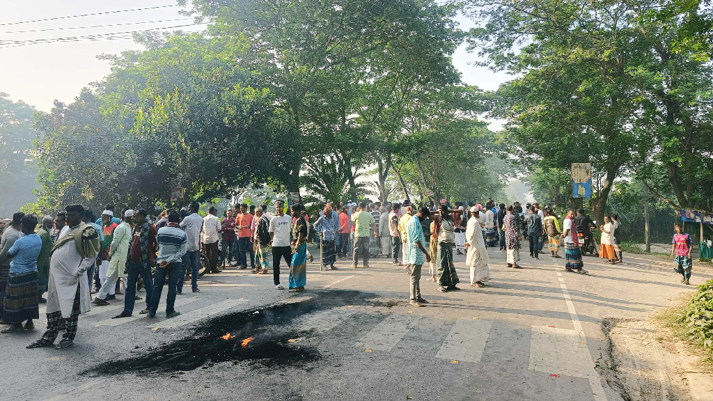 ফরিদপুরে ৫ স্থানে আওয়ামী লীগের সড়ক অবরোধ, শিশুর হাতেও অস্ত্র