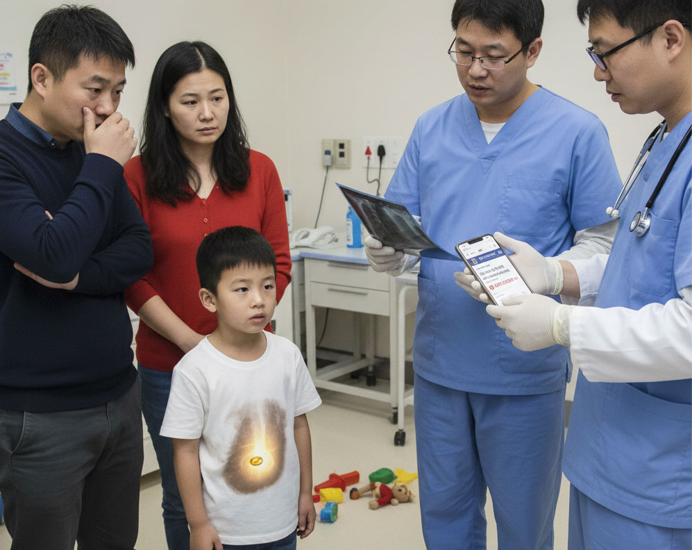 ১০ হাজার ইউয়ান মূল্যের সোনার দানা গিলে ফেলেছে শিশু। ছবি: এআই নির্মিত প্রতীকী ছবি