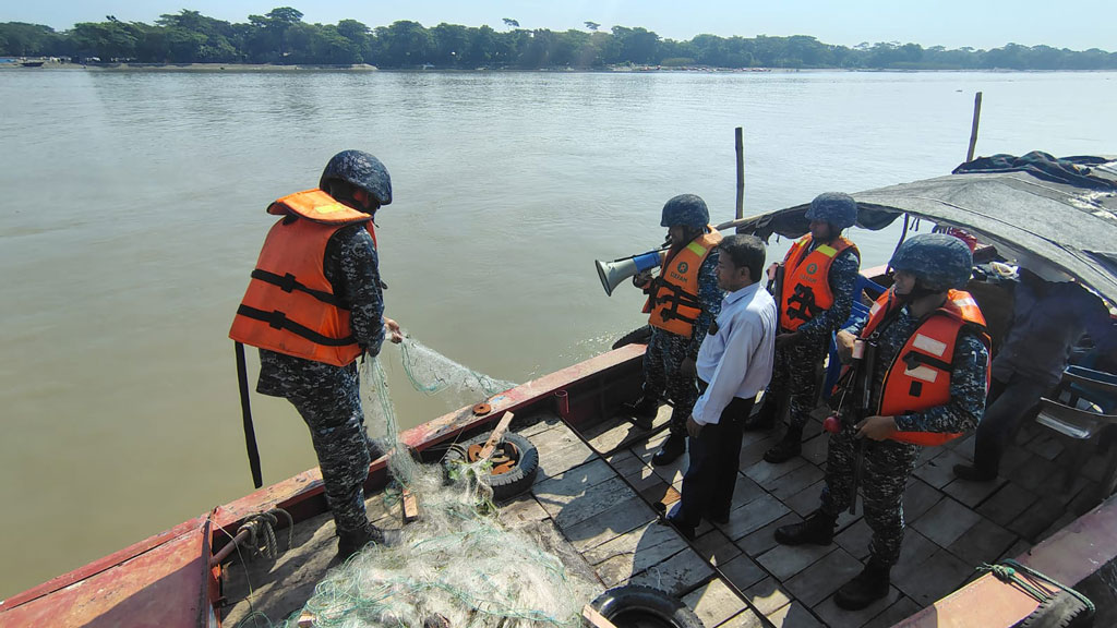 Navy ends 22-day mother hilsa operation: illegal nets and gear worth Tk 61 crore seized