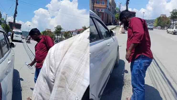 রাস্তায় পানের পিক, ভারতীয় পর্যটককে পরিষ্কারে বাধ্য করলেন নেপালি নাগরিক