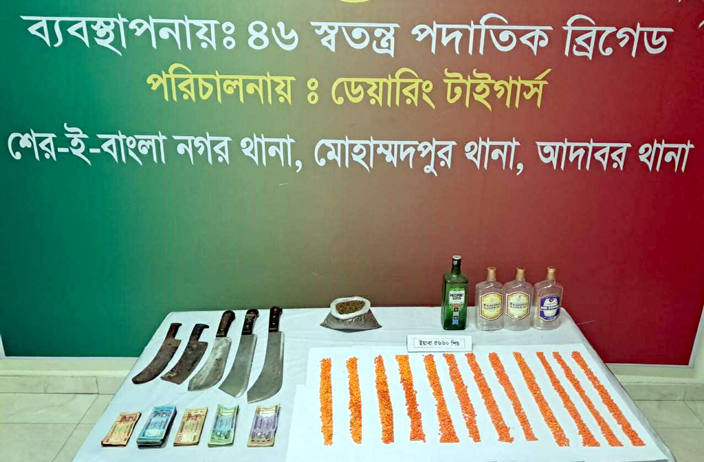 মোহাম্মদপুরে ‎জেনেভা ক্যাম্পে যৌথ অভিযানে আটক ১১, মাদক ও দেশি অস্ত্র জব্দ