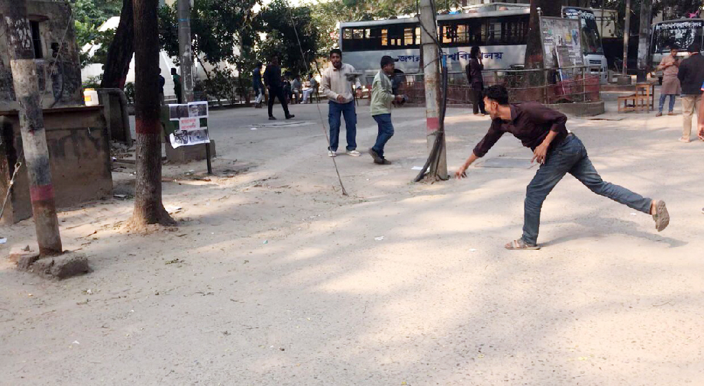 বিজয় দিবসে রাজাকারদের ছবিতে জুতা নিক্ষেপ করলেন জবি শিক্ষার্থীরা