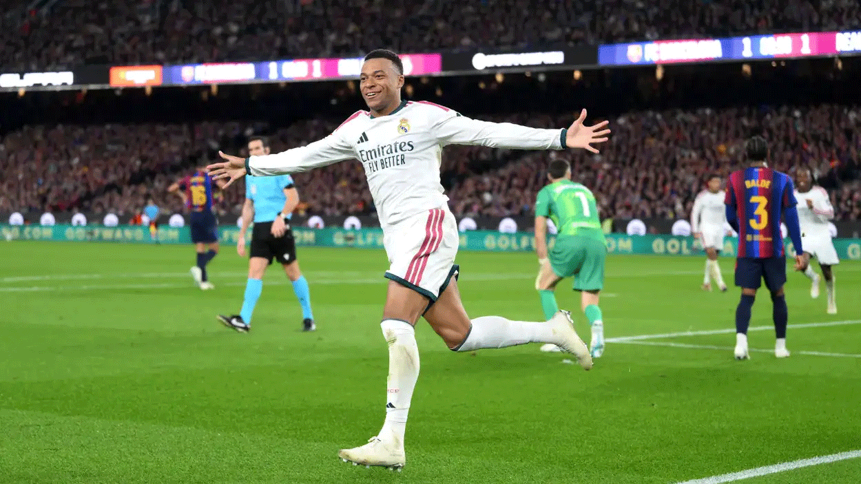 Mbappé passes Raúl with brace in El Clásico, taking his top-five league tally to 258 goals