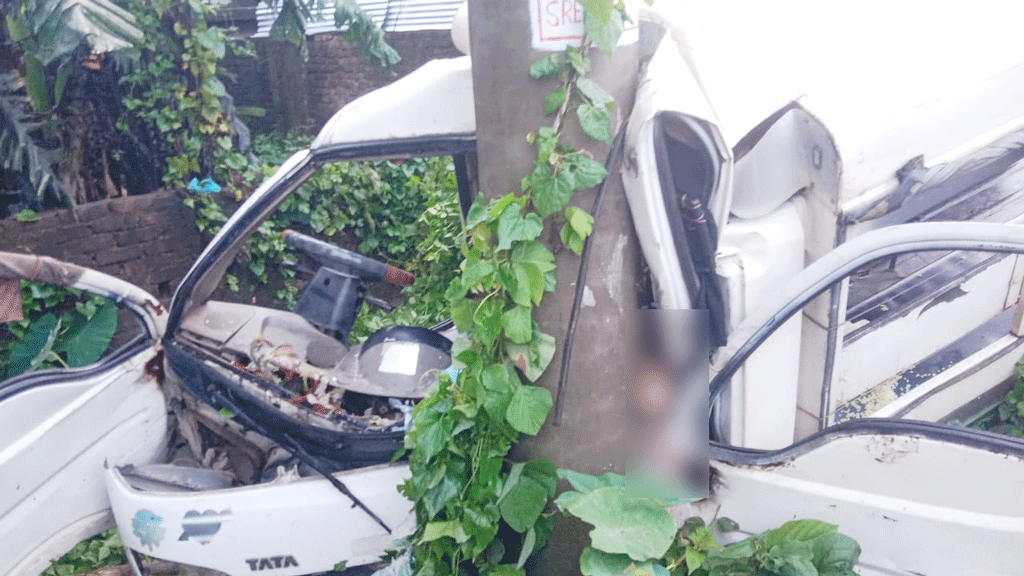স্বামী চালাচ্ছিলেন লেগুনা, বৈদ্যুতিক খুঁটিতে ধাক্কা খেয়ে সামনে বসা স্ত্রী নিহত