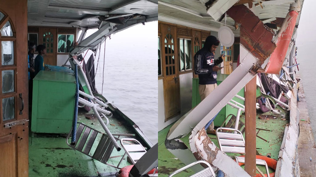 মালবাহী জাহাজের সঙ্গে যাত্রীবাহী লঞ্চের ধাক্কা, আহত ৫
