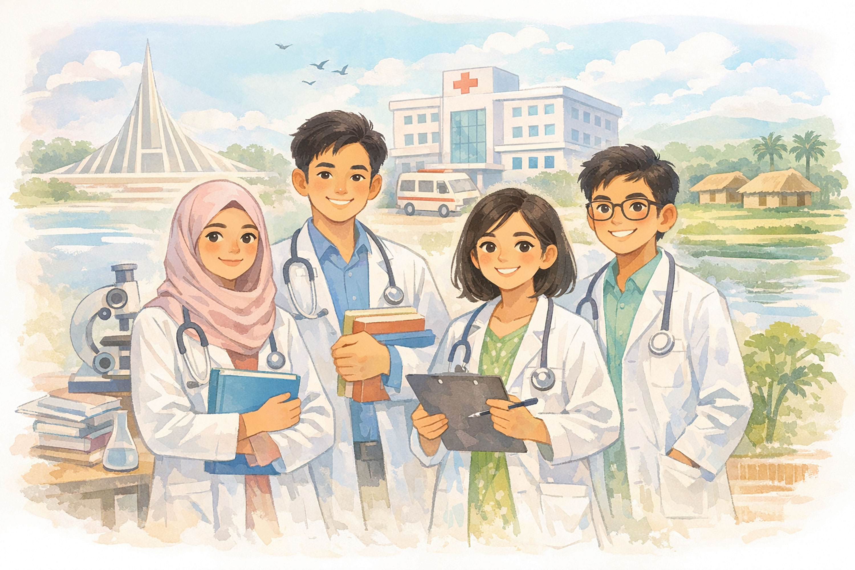 সাদা অ্যাপ্রোন গায়ে জড়ানোর অপেক্ষায়