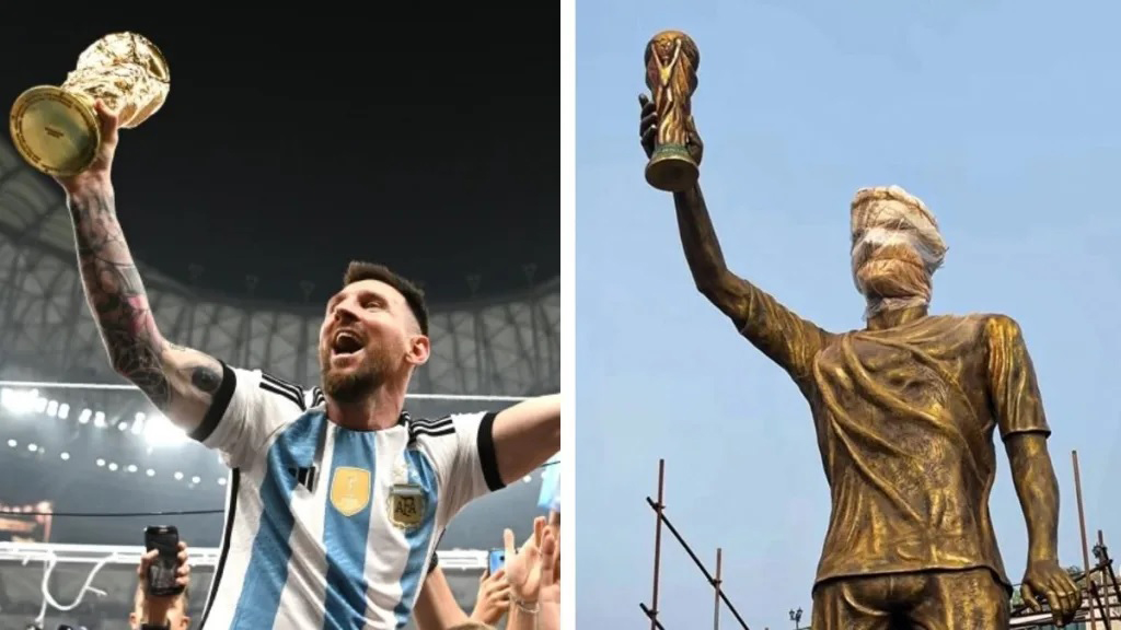 মেসি জ্বরে কাঁপছে ভারত, তৈরি হয়েছে ৭০ ফুটবল উচ্চতার ভাস্কর্য