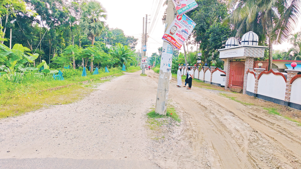 মাগুরার শ্রীপুর: খুঁটিতে আটকে সড়ক সংস্কার