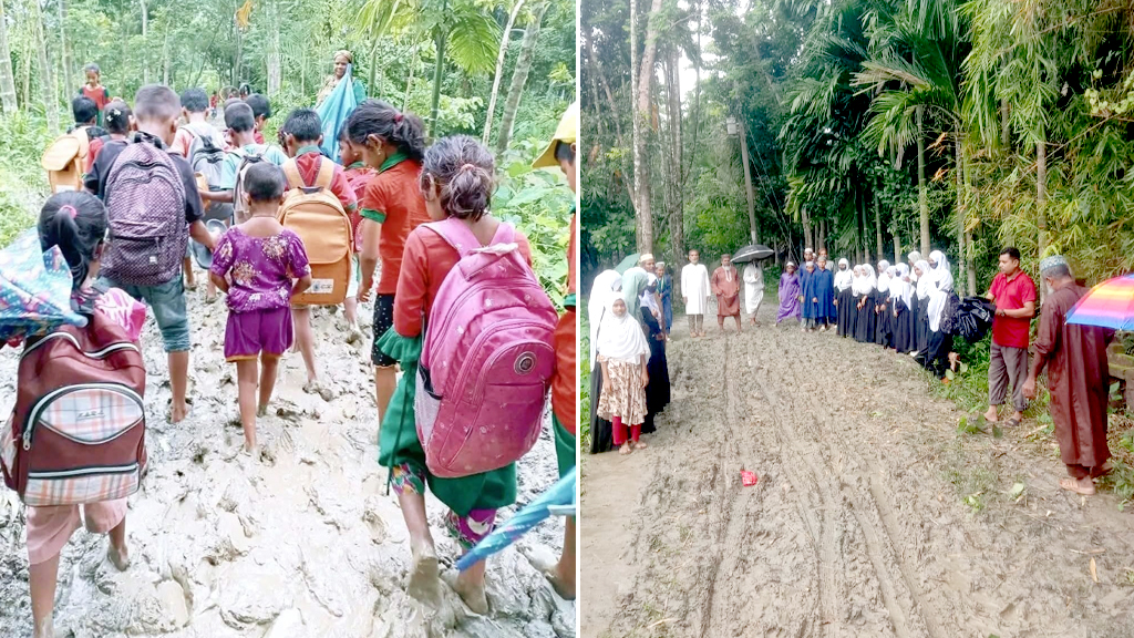 সড়ক প্রতিমন্ত্রীর এলাকার সড়কই বেহাল: কাজিরহাটের চার কিলোমিটার রাস্তায় চরম ভোগান্তি